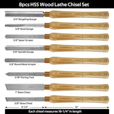 HSS8/W HSS Woodturning Chisels for Woodlathe.